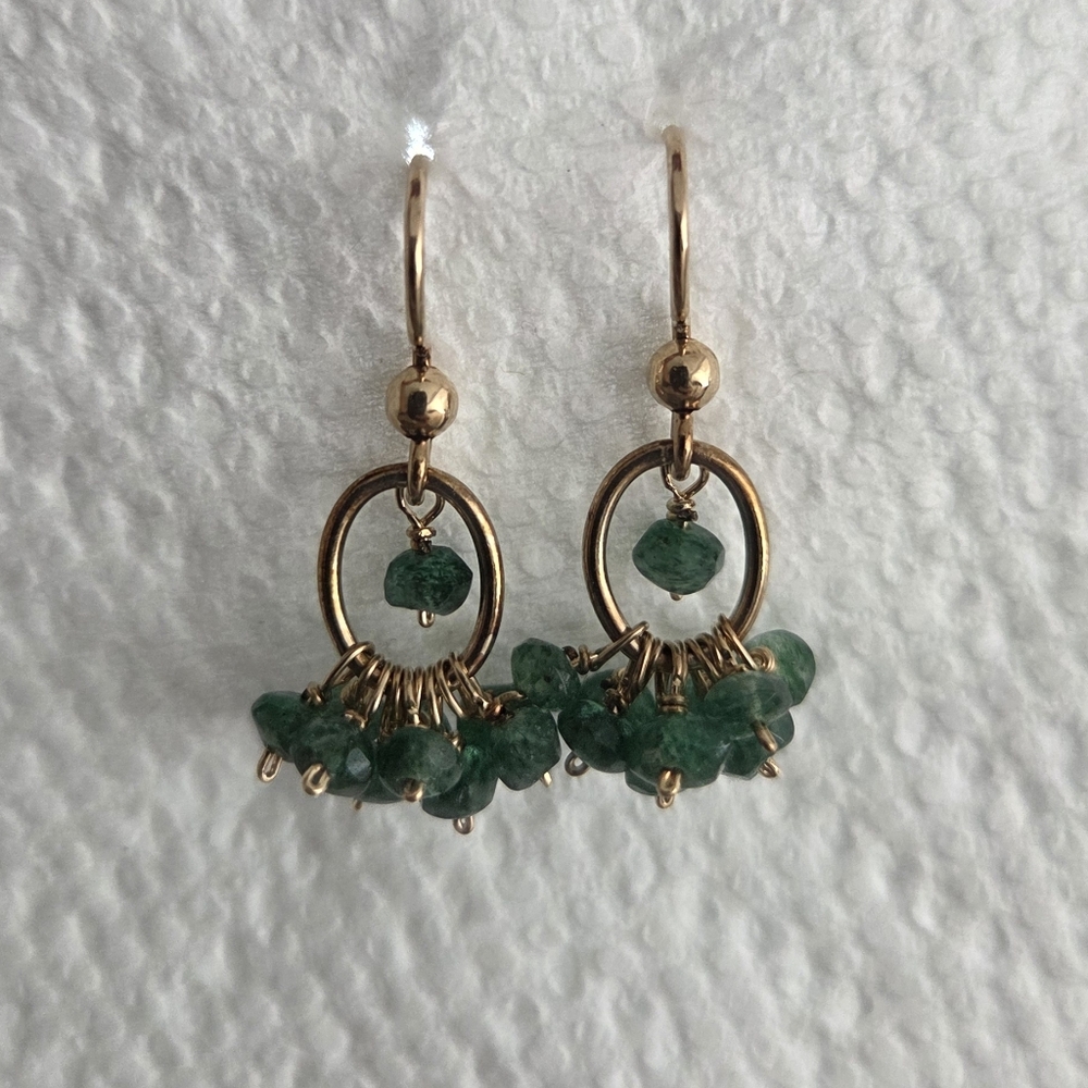 Elegant Gold and Green Dangle Earrings